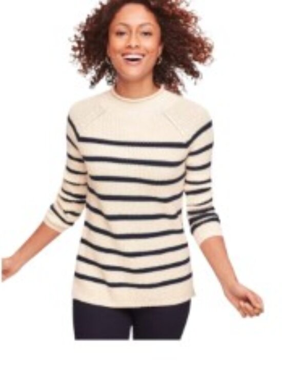 Talbots Sweaters - Talbots Cotton Shaker Stitch Roll Neck Sweater Medium